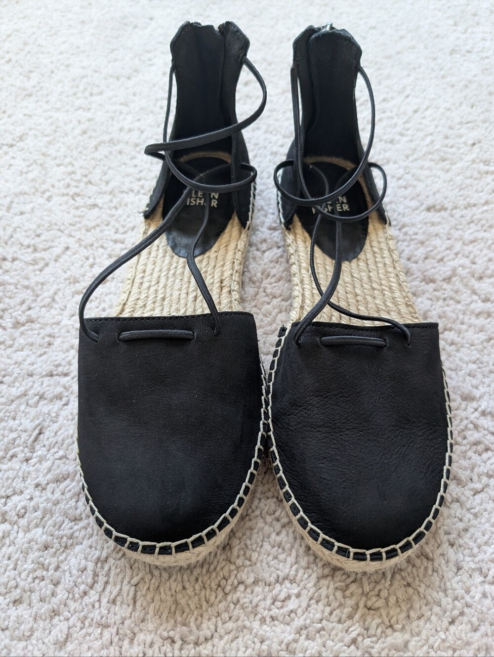 Eileen Fisher Lee D'Orsay Women's 8.5 Espadrille Black Sandals Flat Shoes - Picture 6 of 12